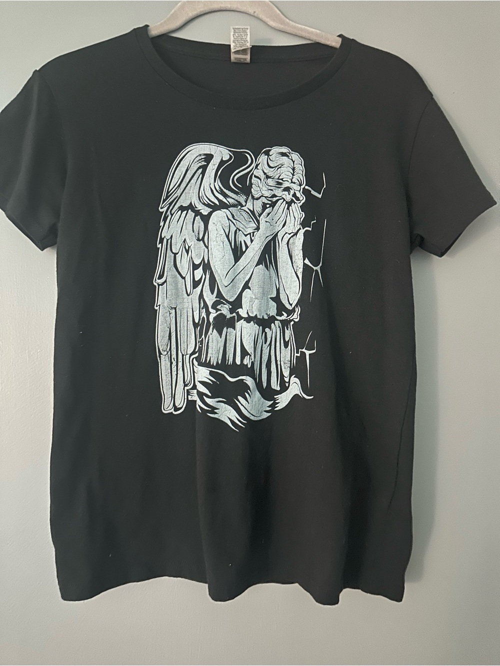 Black Graphic Angel Print Men’s T-Shirt